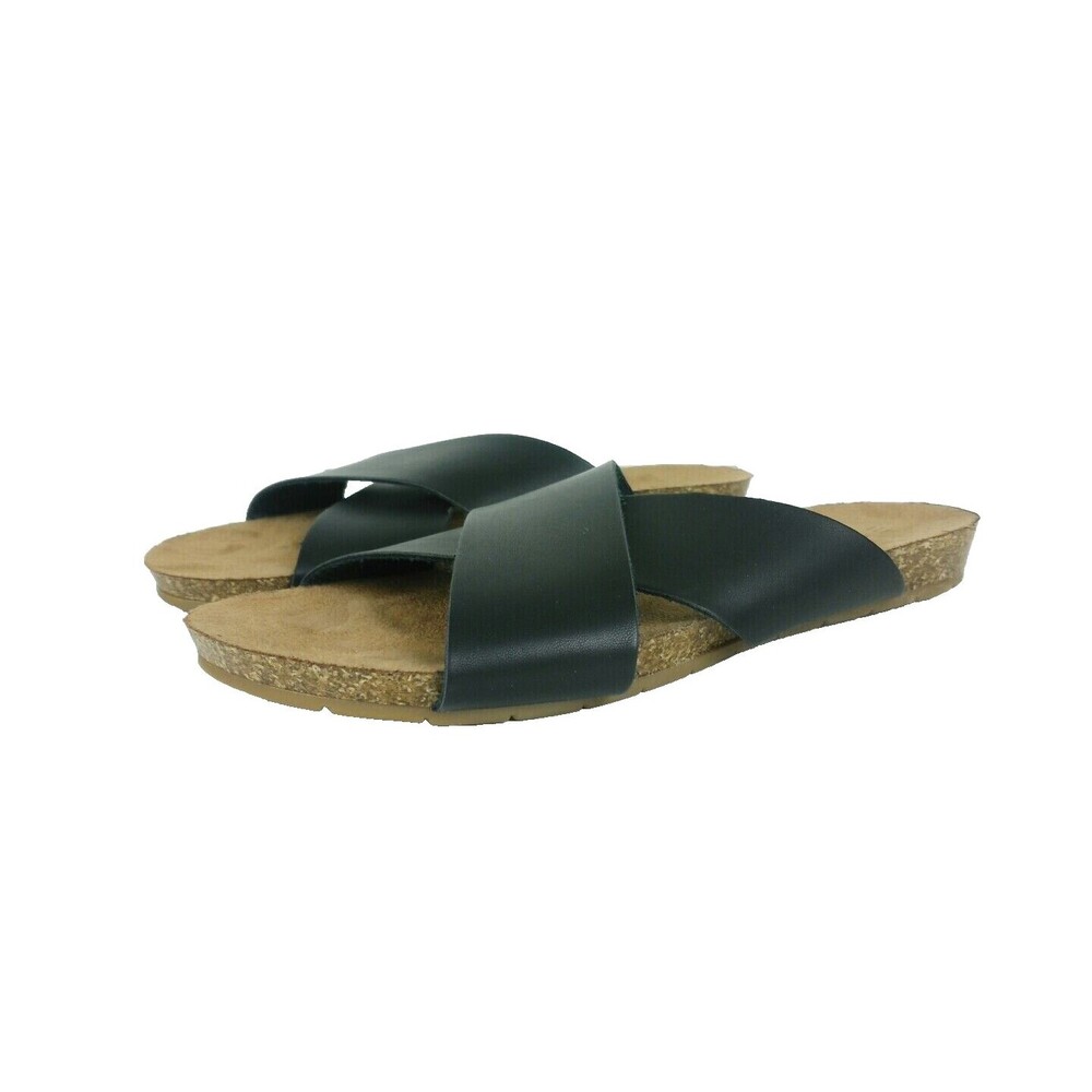Vintage Y2K Esprit Bounty Black Criss-Cross Cork Slide Sandals Size 6M NEW